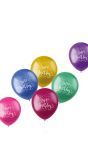 6 ballonnen shimmer happy birthday meerkleurig 33cm