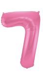 Cijfer 7 metallic roze folieballon 86cm