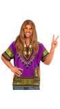 Dashiki hippie shirt heren paars