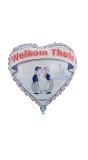 Delfts blauw welkom thuis hart folieballon