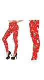 Foute kerst legging dames rood