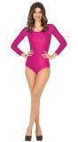 Fuchsia Lange Mouwen Leotard Dames