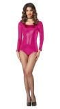 Fuchsia Metallic Lange Mouwen Leotard Dames