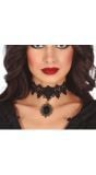 Gothic choker met zwarte steen