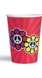 Hippie partybekers peace 8 stuks