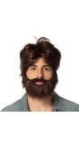 Hipster dude pruik met baard