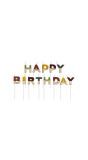 Kaarsenset Happy Birthday warme kleuren 2 cm