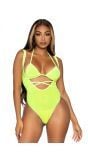 Neon gele sexy festival bikini bodysuit