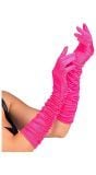 Neon roze plisse handschoenen