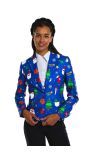 Opposuits Dames Blazer Kerst Festivity Blauw