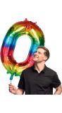 Regenboog Folieballon Nummer '0' 86 cm