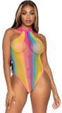 Regenboogkleurige visnet bodysuit