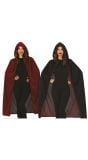 Reversible cape met hood ruby en zwart