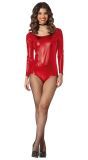 Rood Metallic Lange Mouwen Leotard Dames