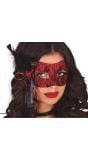 Rood zwart masker met veer