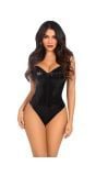 Sexy zwarte pailletten korset bodysuit dames