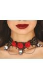 Skulls halloween choker met rozen