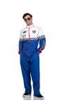 Speedway racer kostuum heren wit blauw