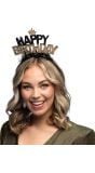 Verjaardag 'Happy Birthday' diadeem Zwart/Goud