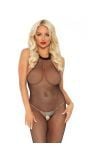 Verleidelijke Zwarte Visnet Halter Bodystocking