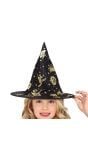 Zwart gouden heksenhoed Halloween kinderen