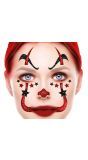 Zwart rood creepy clown glittermasker