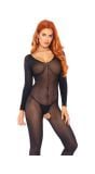 Zwarte Bodystocking met Lange Mouwen Leg Avenue