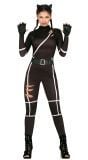 Zwarte catwoman jumpsuit dames