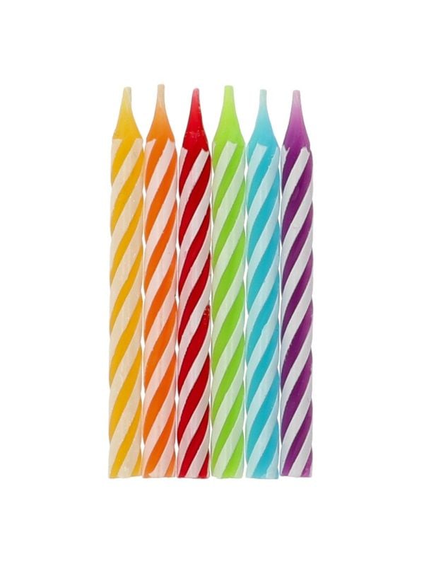 10 kaarsen regenboog kleur twister 6 cm