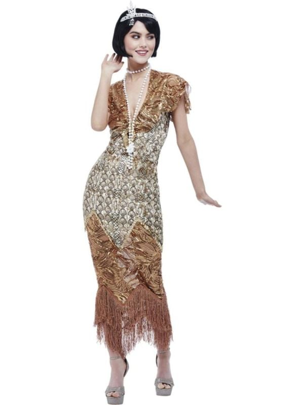 20'S Flapper jurk Dames Goud