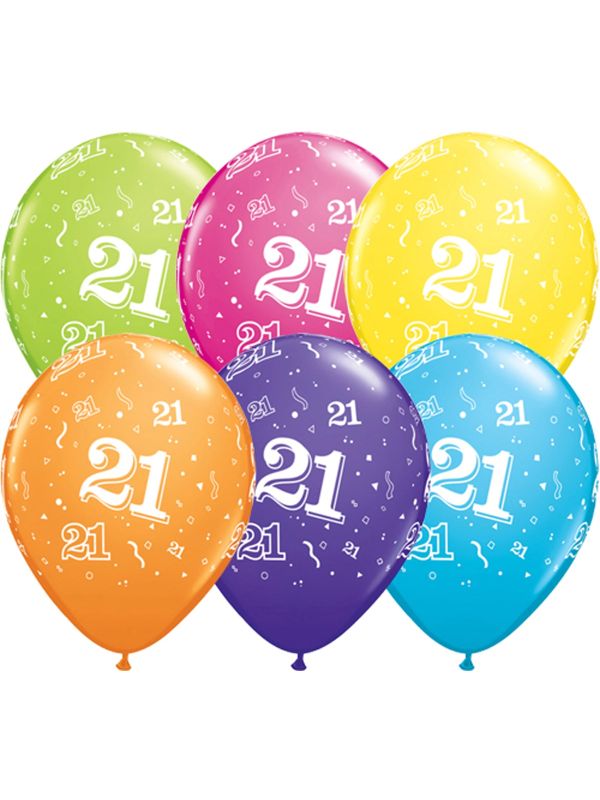 25 meerkleurige 21 jaar ballonnen 28cm