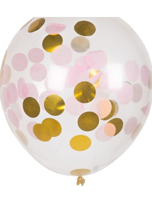 5 Roze/Gouden Confettiballonnen