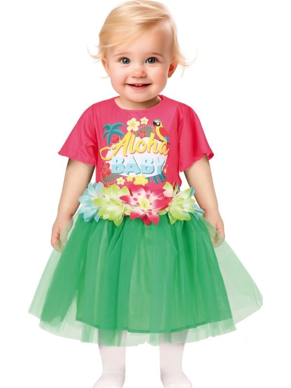 Aloha Tropische Babyjurk Roze/Groen