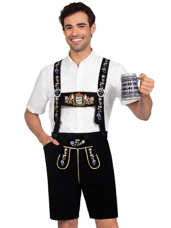 Bavarian zwarte lederhosen heren