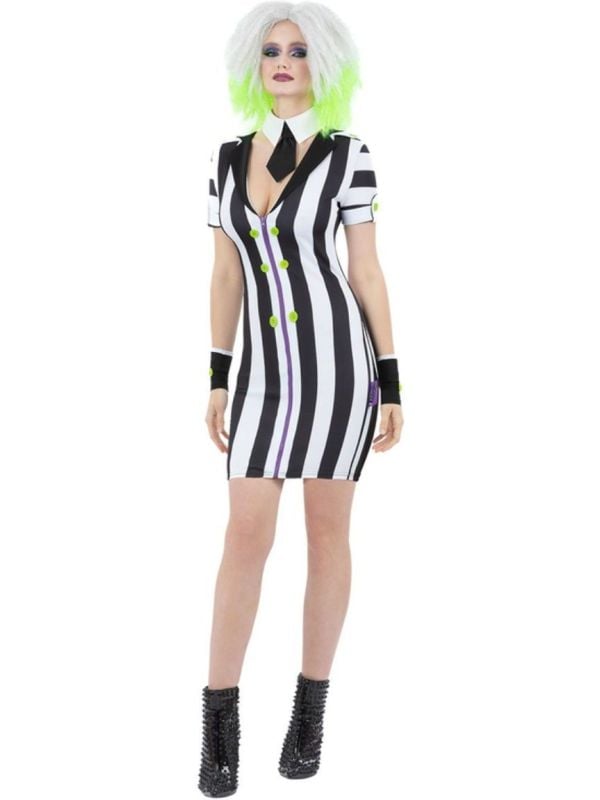 Beetlejuice Dames Kostuum Zwart en Wit