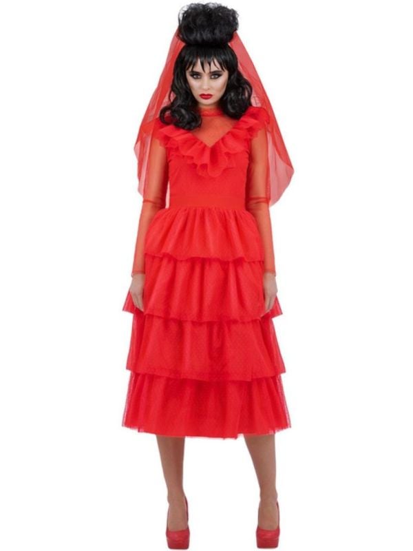 Beetlejuice Lydia Bride Dames Outfit Rood