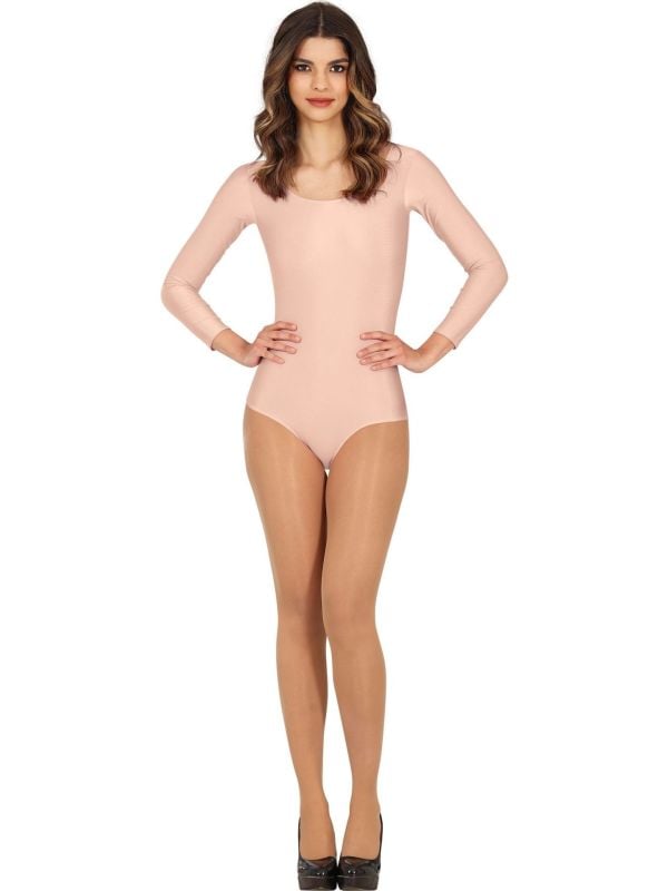 Beige Lange Mouwen Leotard Dames