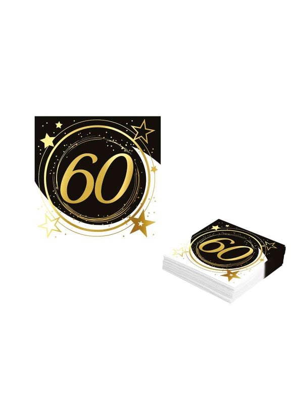 Black gold 60 jaar verjaardag servetten