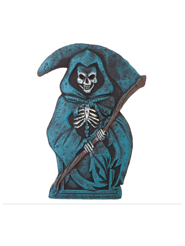 Blauwe grim reaper nep grafsteen