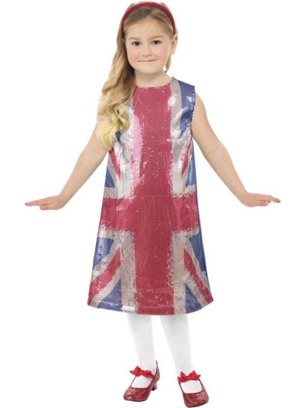 Britse Vlag Pailletten Meisjes Jurkje Spice Girls