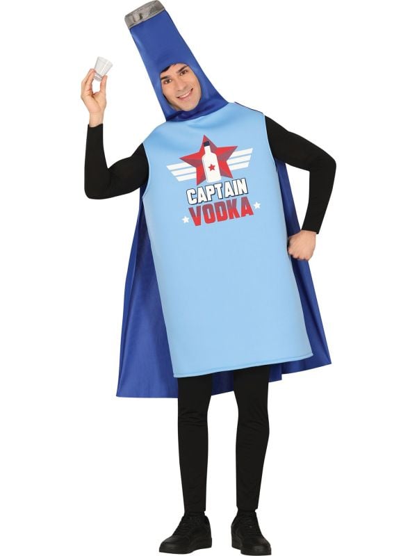 Captain Vodka Superheld Kostuum Blauw