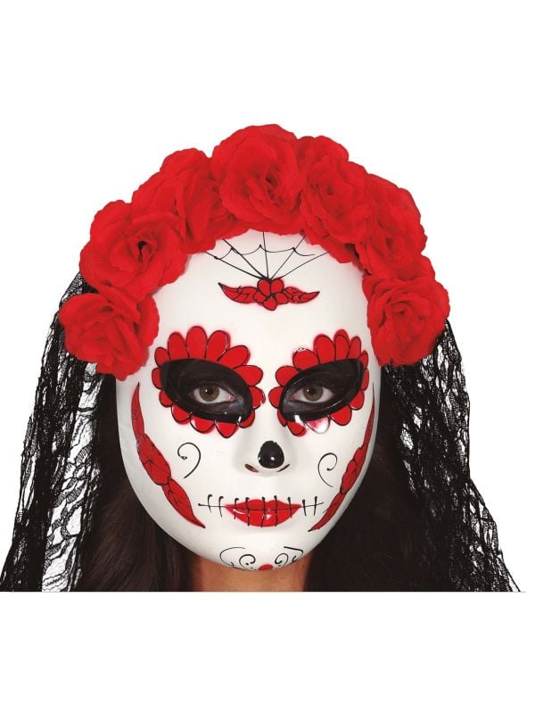 Catrina mexico skelet masker met sluier