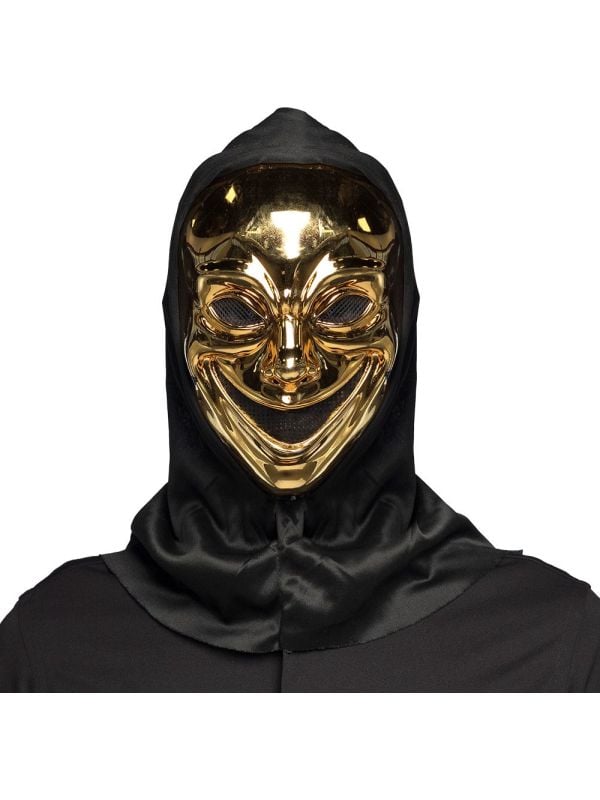 Crazy Killer Gouden Gezichtsmasker met Kap Halloween