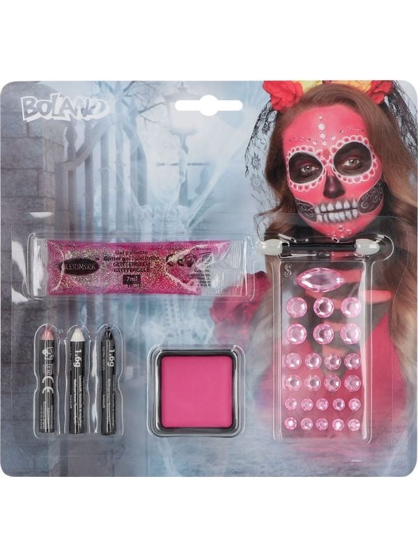 Día de Muertos Roze Diamond Make-up set