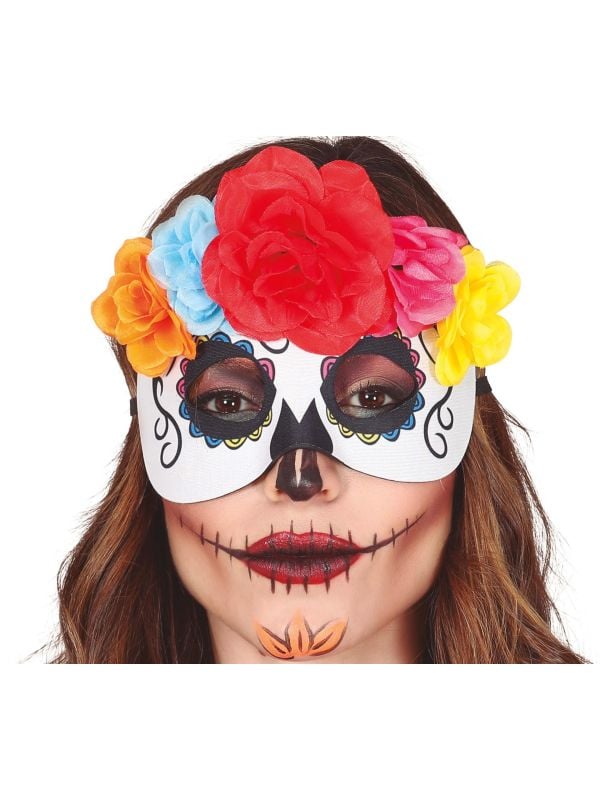 Dia de los muertos bloemen masker