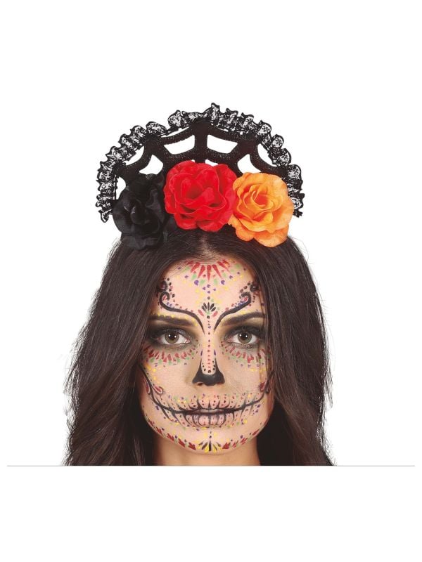 Dia de los muertos spinnenweb haarband