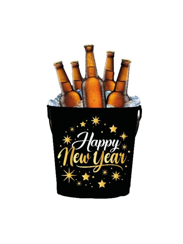 Feestelijke happy new year drank koeler emmer