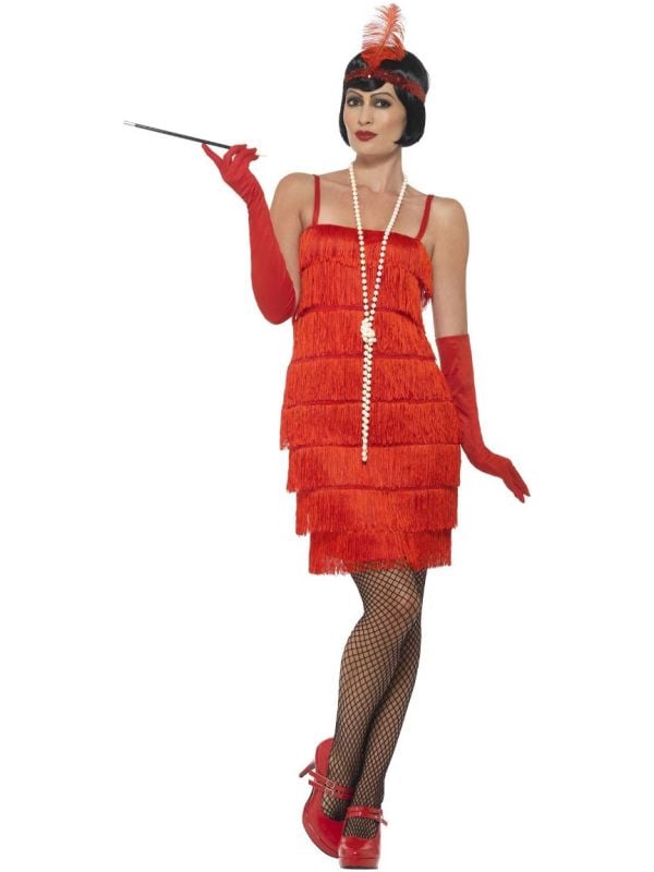 Flapper Jurk Dames Kostuum Rood