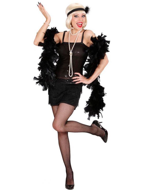 terrorist buurman deelnemer Flapper jurk zwart roaring jaren 20 | Carnavalskleding.nl