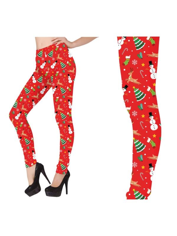 Foute kerst legging dames rood